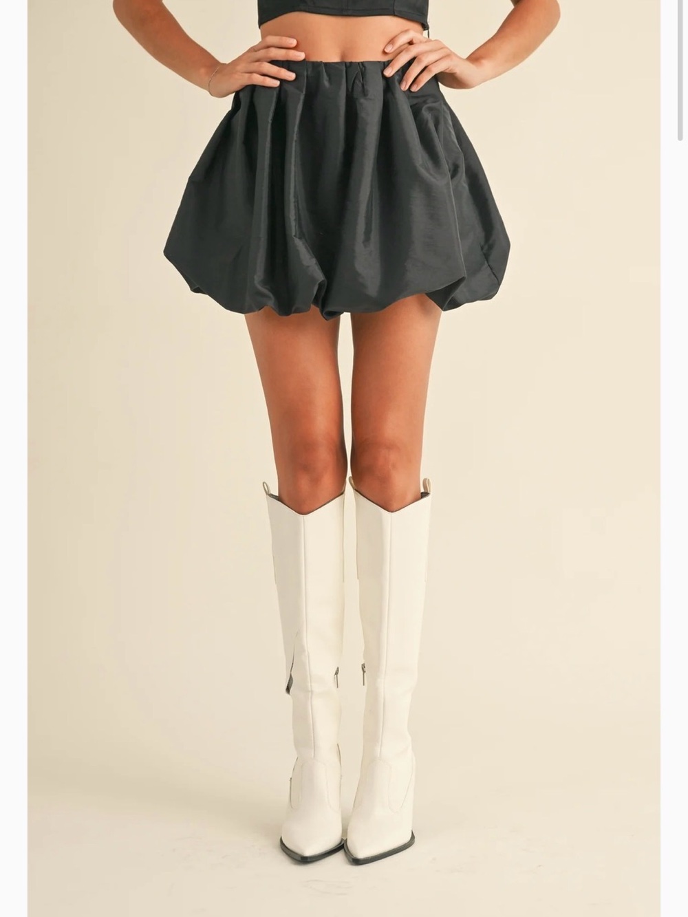 MIOU MUSE Black Bubble Mini Skirt Women's - Picture 5 of 16